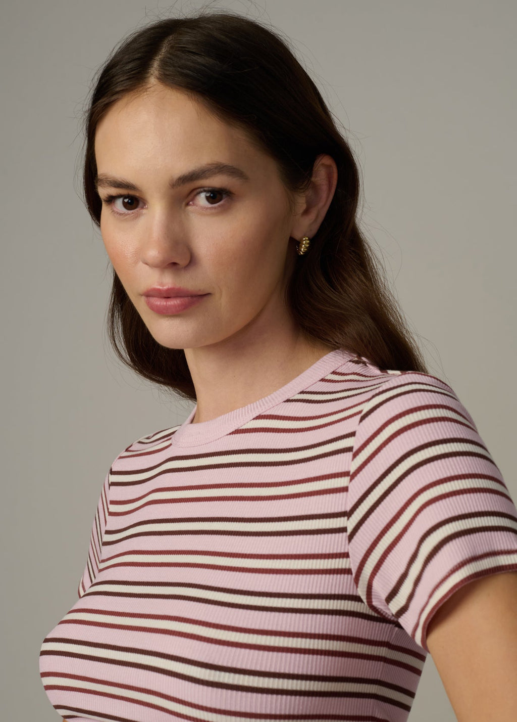 Joes Stripe Baby Tee- Blush