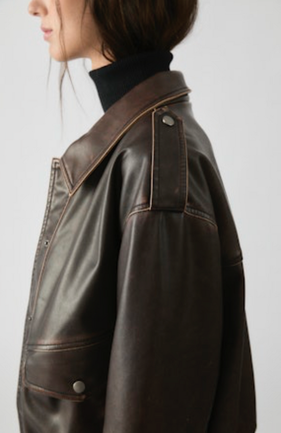 Thomas Vegan Leather Bomber Jacket