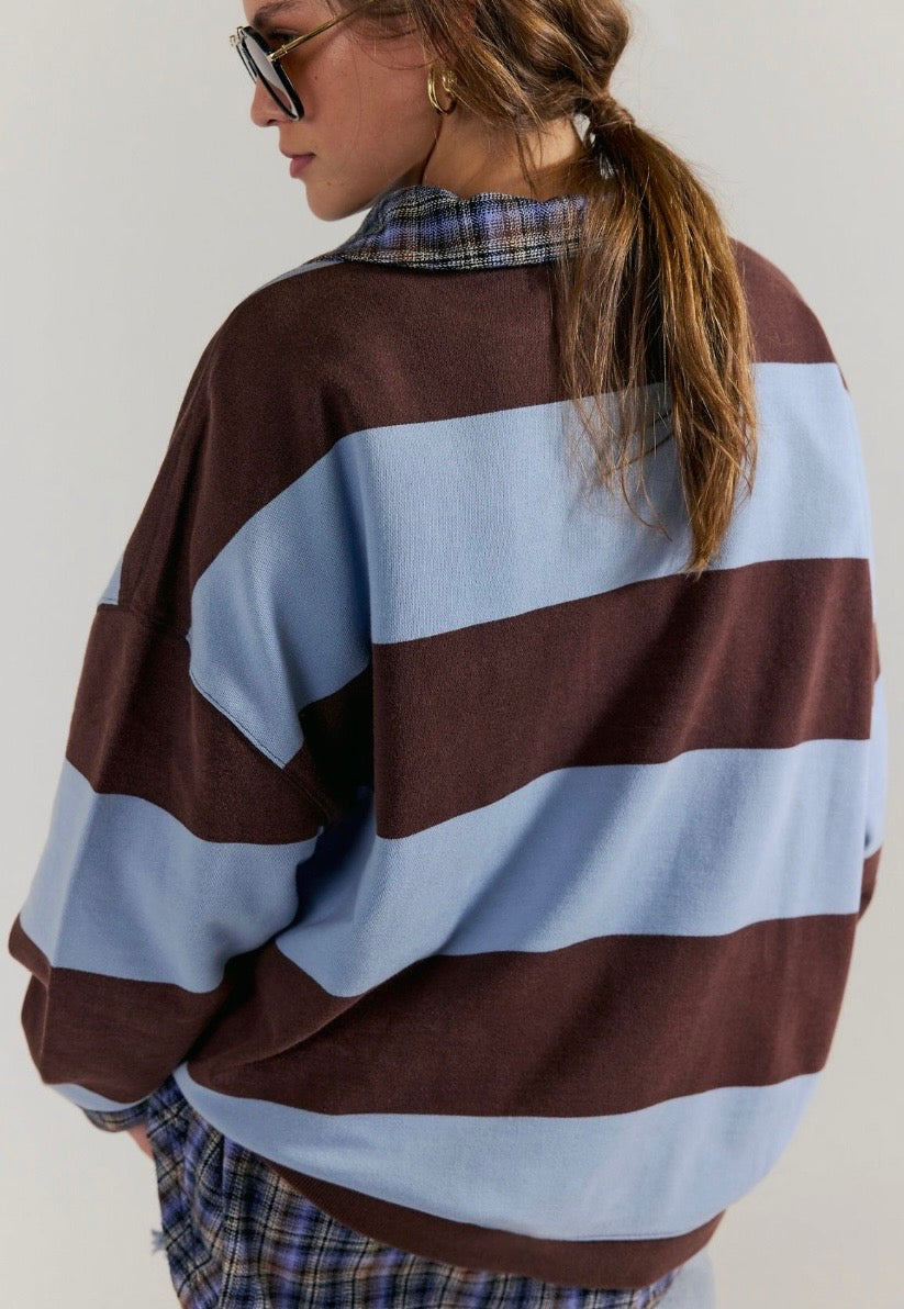 We The Free Classic Striped Oversized Crewneck