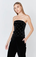 Endless Rose Velvet Rhinestone Bustier