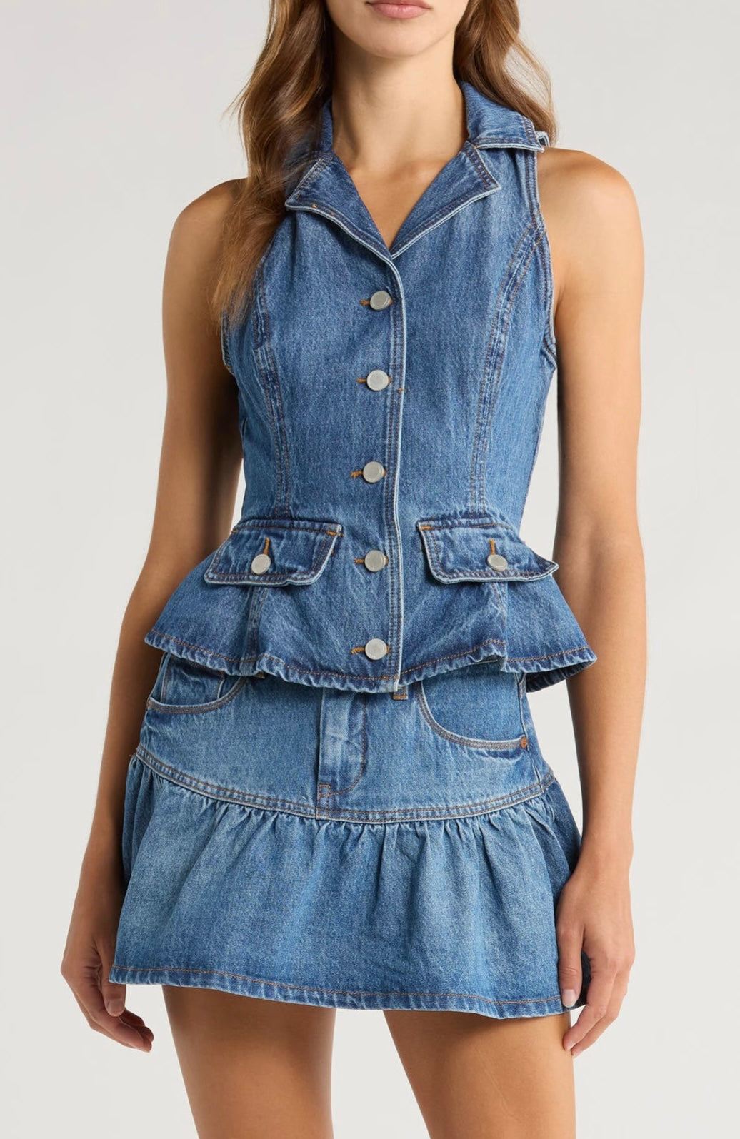 Denim Peplum Vest