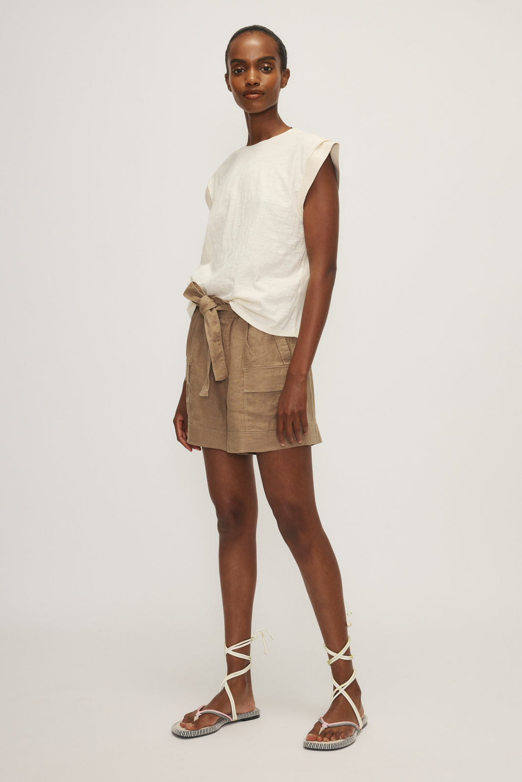 Francesca Leather Trim Muscle Tank
