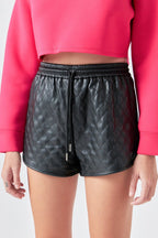 Faux Leather Diamond Stitch Shorts