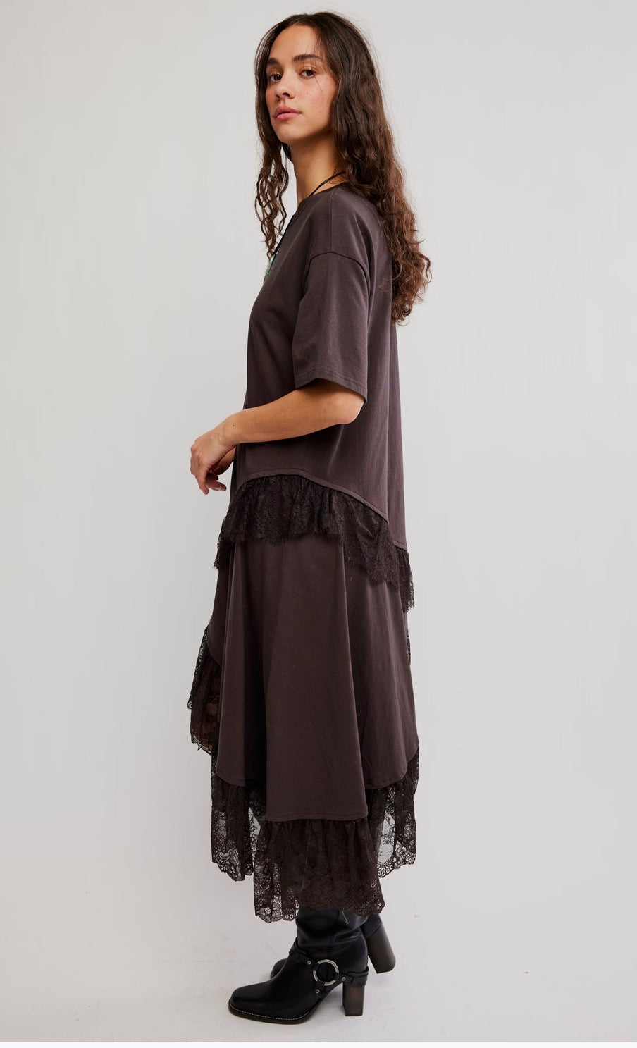 Frosted Lace Layered Tee Dress