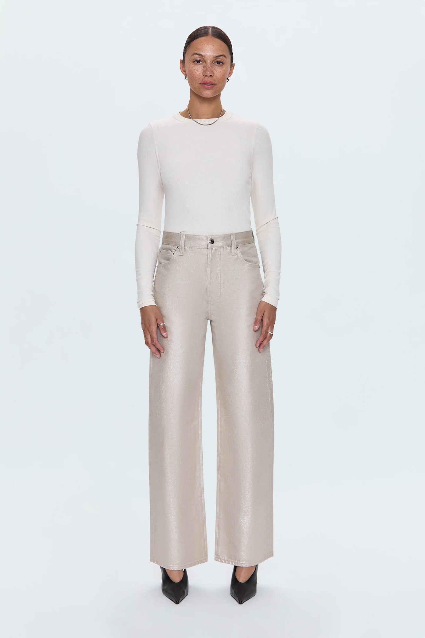 Tate High Rise Bowed Wide Leg Jean