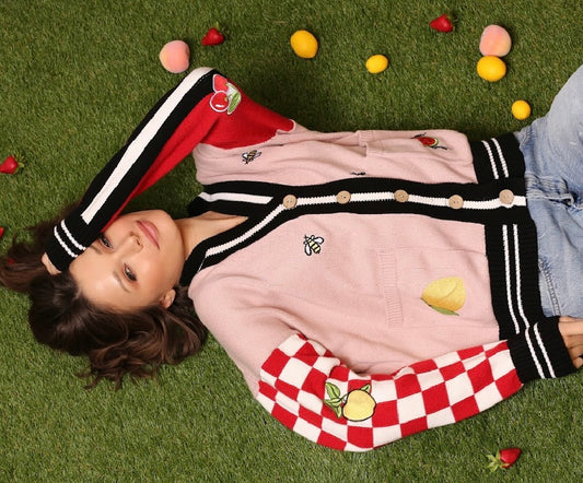 Pink Novelty Oversized Cardigan