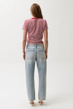 Lexi Mid Rise Bowed Straight Leg Jeans – Bowie Wash