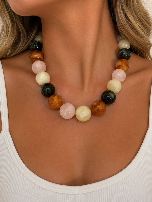 Celia Chunky Neutral Beaded Necklace