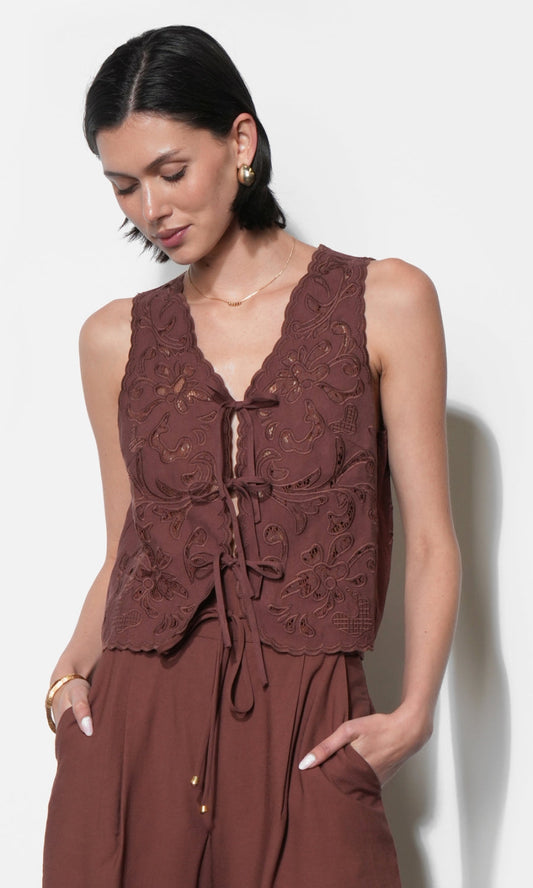 Faye Embroidered Tie Front
