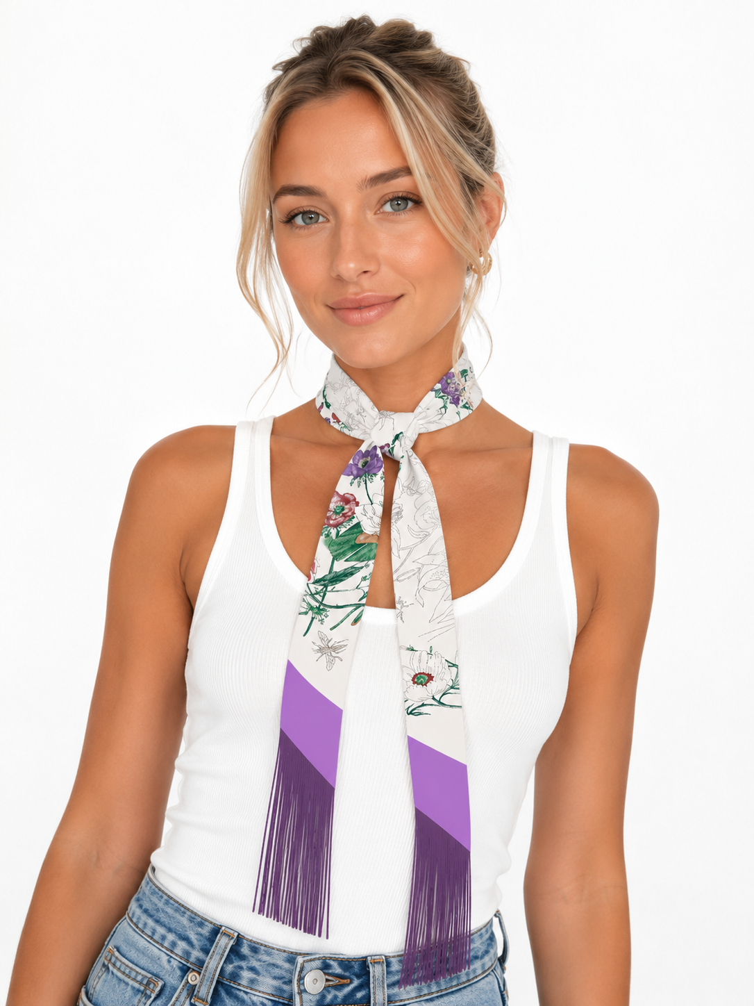 Frilly Scarf with Fringe (Orange, Purple and Black)