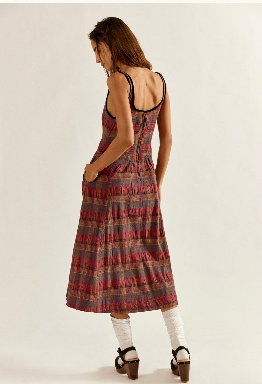 Freya Plaid Midi Dress
