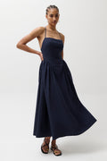 Sadee Open Back Dress-Navy Ship