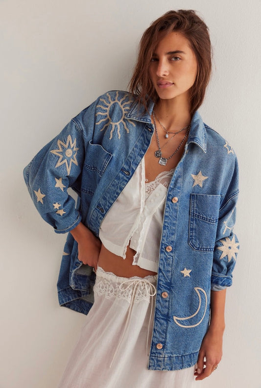 Free People Madison City Embroidered Jacket