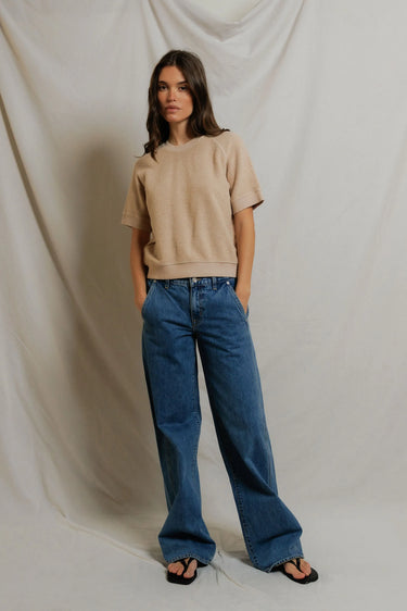 Kennedy Reverse Fleece Short-Sleeve Crewneck