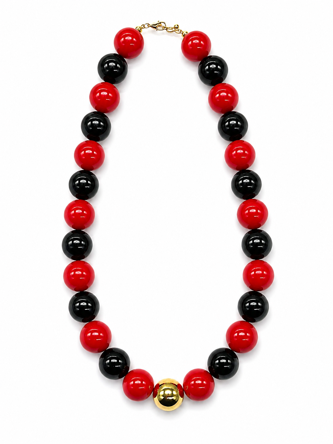 Leslie Chunky Black and Red Beaded Necklace