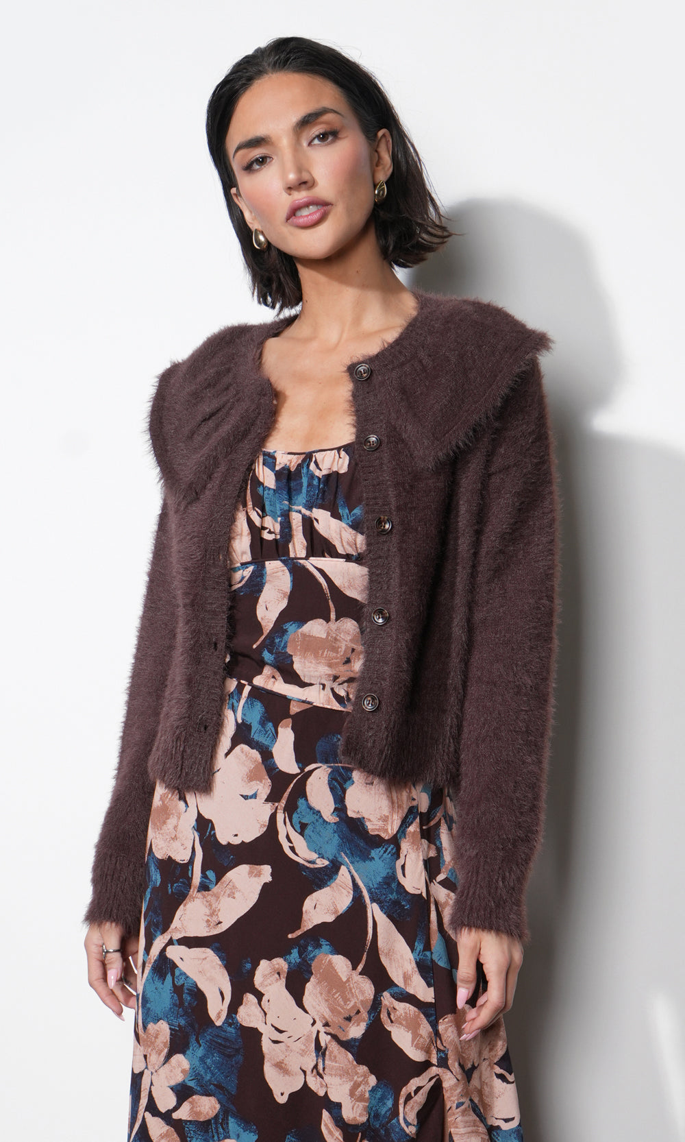 Everett Fuzzy Oversized Collar Cardigan