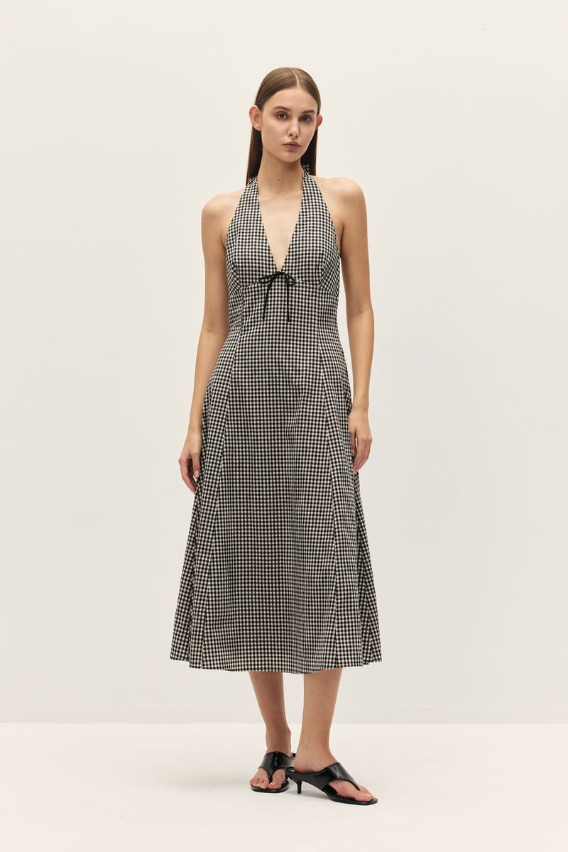 Serena Black Gingham Dress