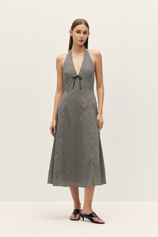 Serena Black Gingham Dress