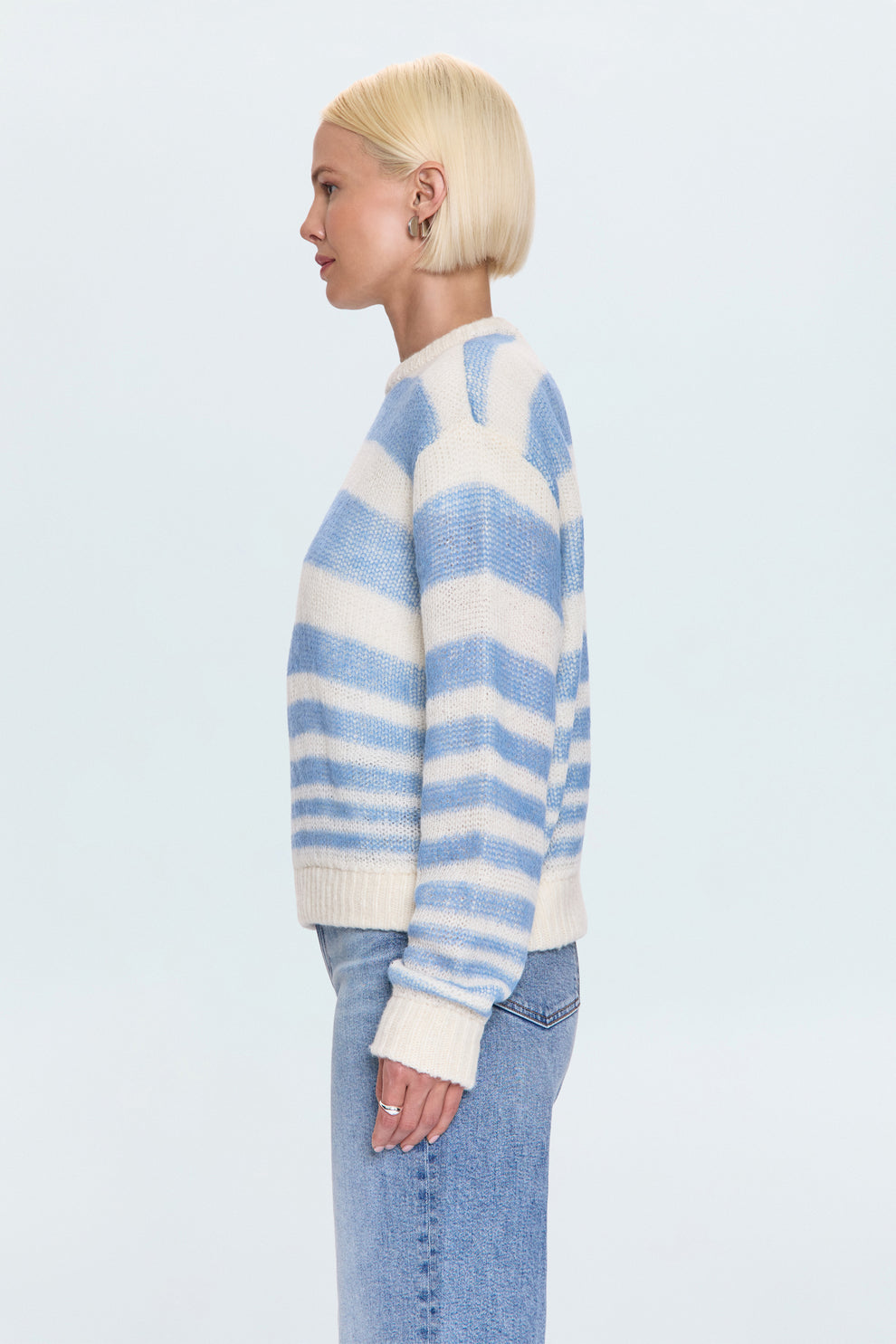 MOA Stripped Bubble Sweater- Blue Stripe
