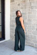 Shawl Collar Half Zip Jumpsuit