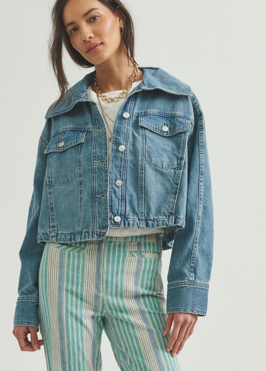 We The Free Side To Side Cropped Denim Jacket