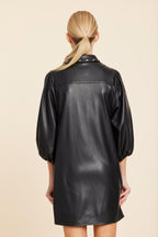 Faux Leather Stud Collar Dress