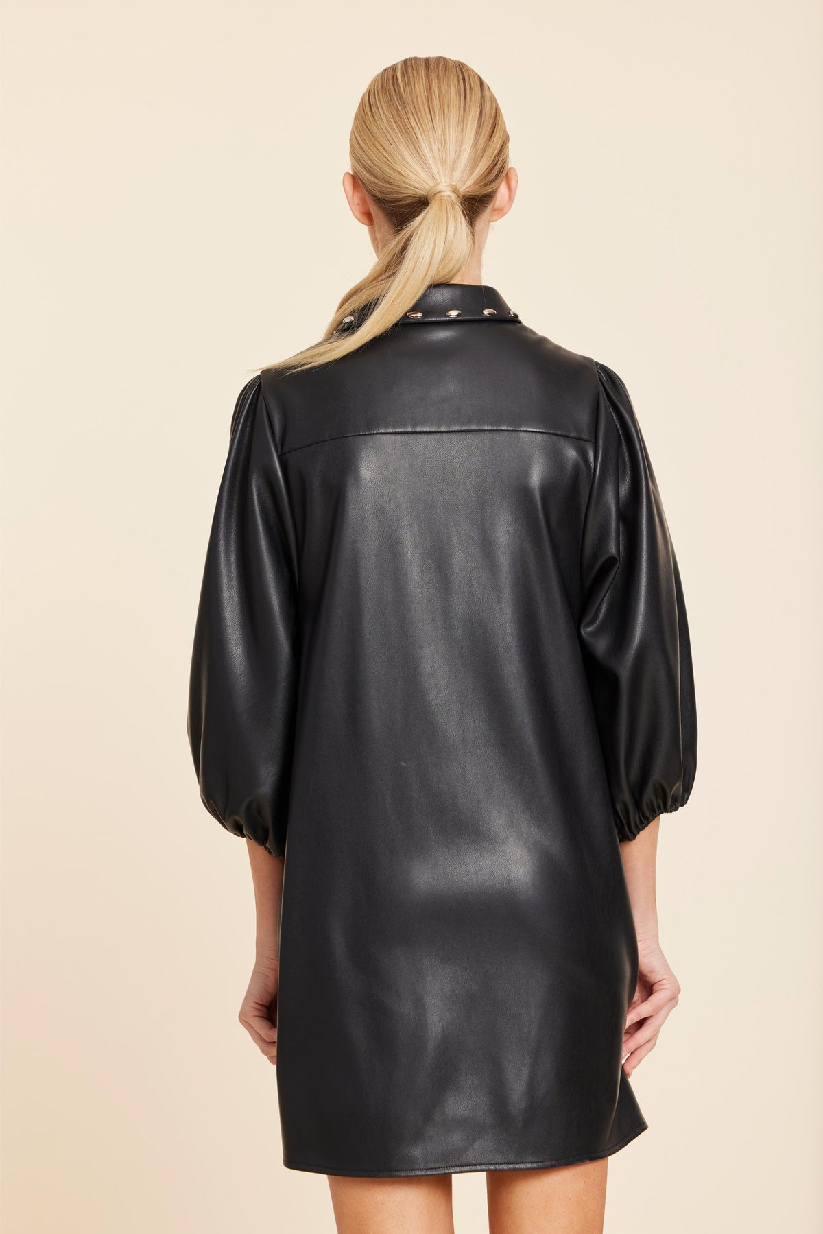 Faux Leather Stud Collar Dress