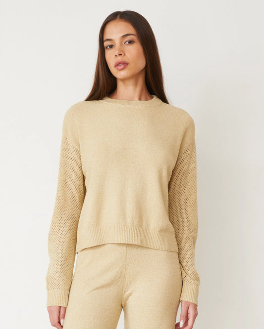 Monrow Boucle Knit Mesh Mixed Sweater