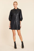 Faux Leather Stud Collar Dress