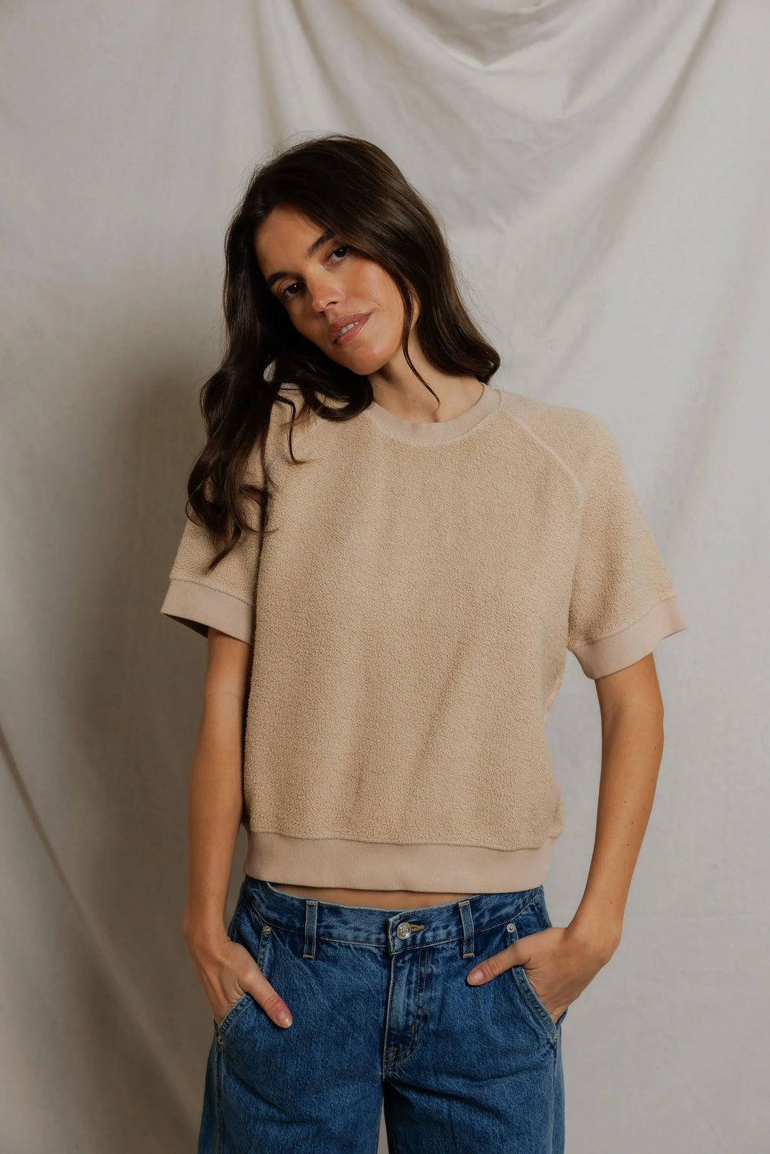 Kennedy Reverse Fleece Short-Sleeve Crewneck