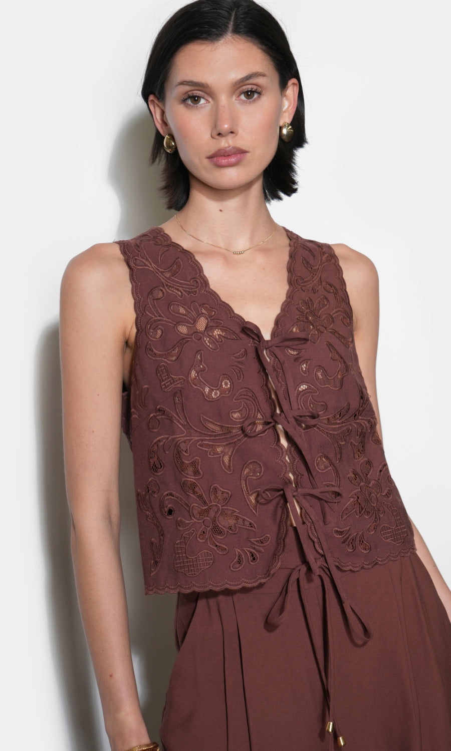 Faye Embroidered Tie Front