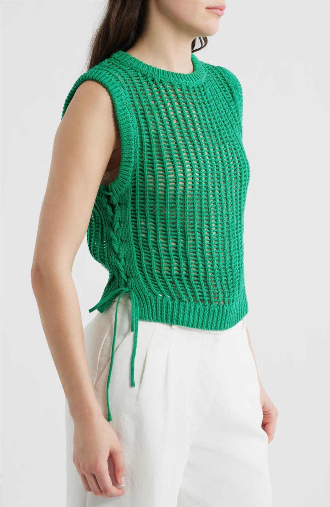 Lipari Cinched Open Stitch Sweater Vest