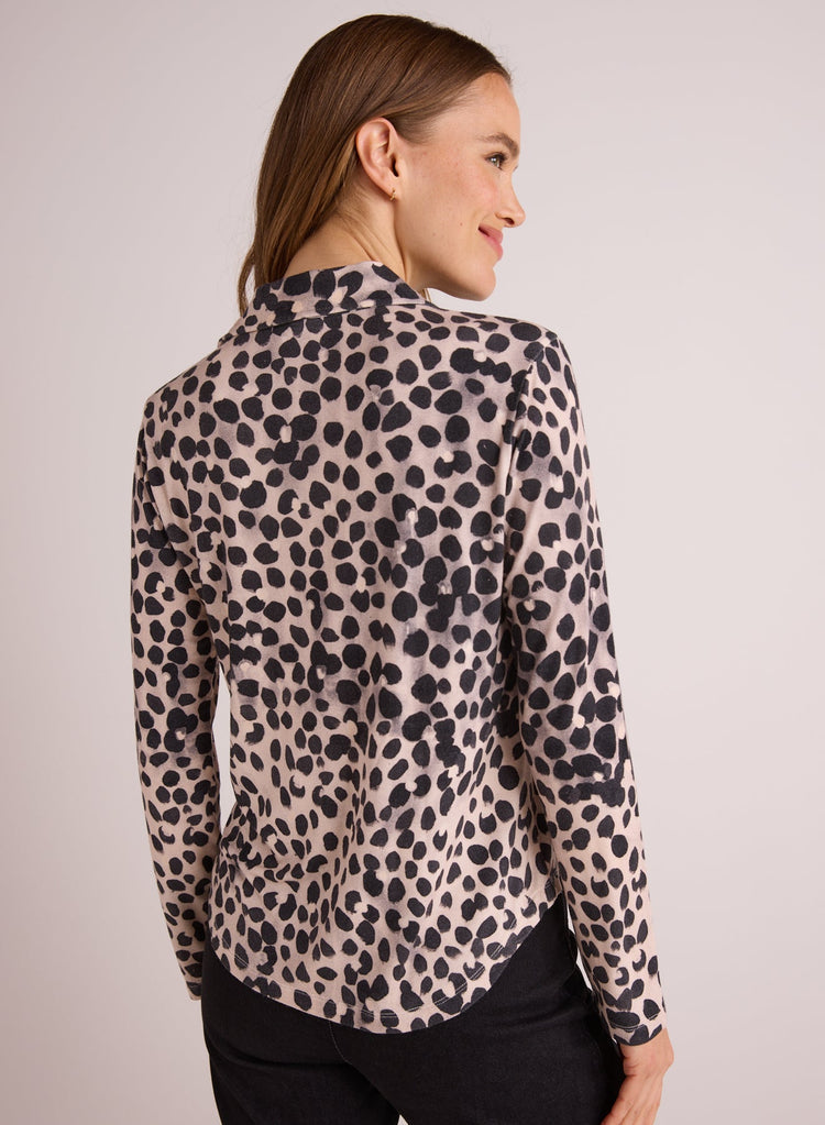 Bella Dahl Button Up Knit Top Winter Spots Print