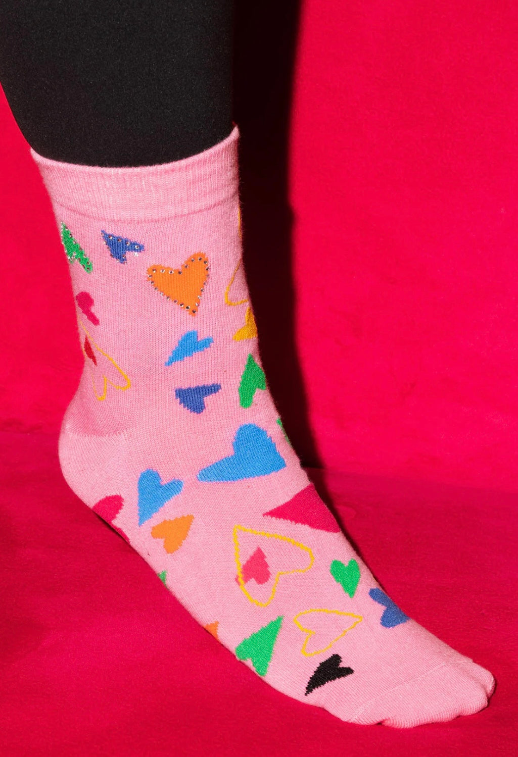 Queen of Sparkles Pink Multi Heart Socks