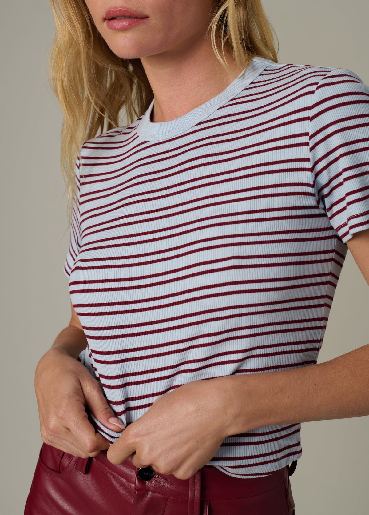 Joes Striped Baby Tee~Sky Syrah Stripe