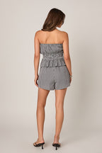 Gingham Check Strapless Top
