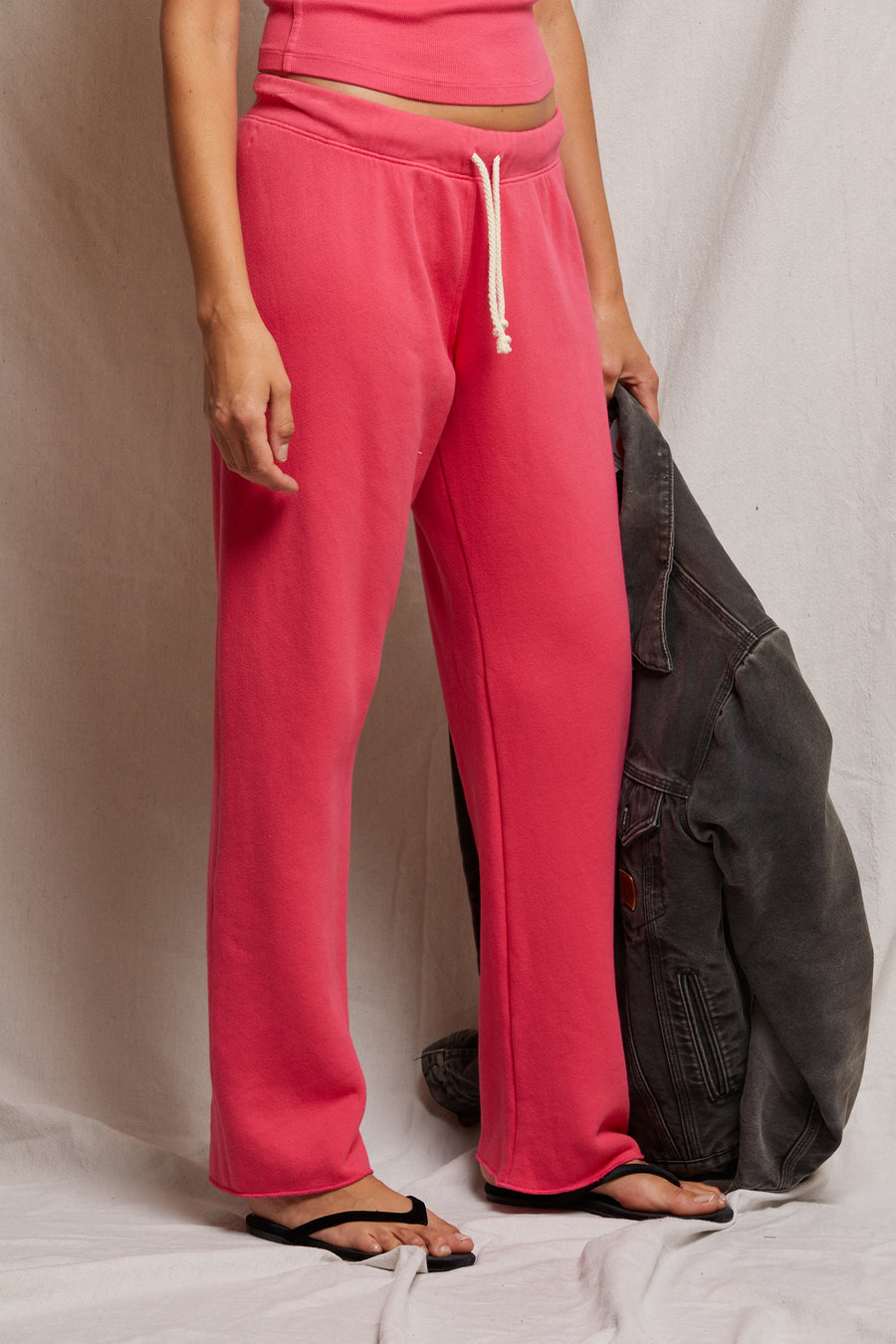 Perfect White Tee Cotton Fleece Straight Leg Sweatpants