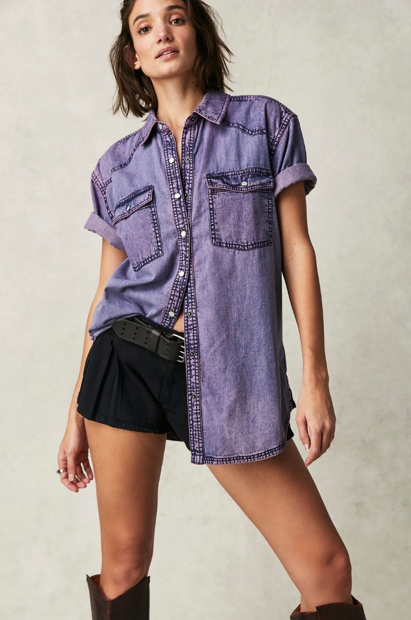 Free People Short with it Denim Top