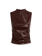 Hudson Vegan Leather Ruched Top