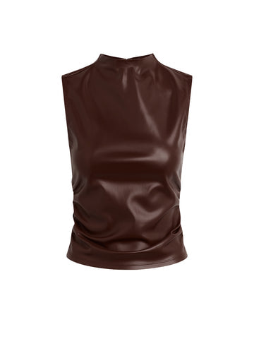 Hudson Vegan Leather Ruched Top