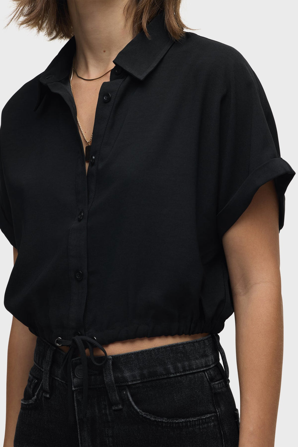 Drawstring Button Down