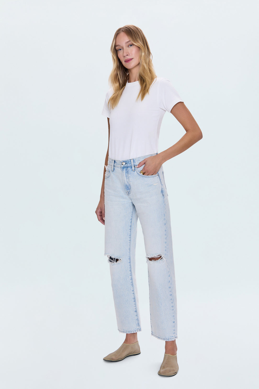 Pistola Lexi Mid Rise Bowed Straight Leg