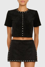 Braswell Suede Studded Top