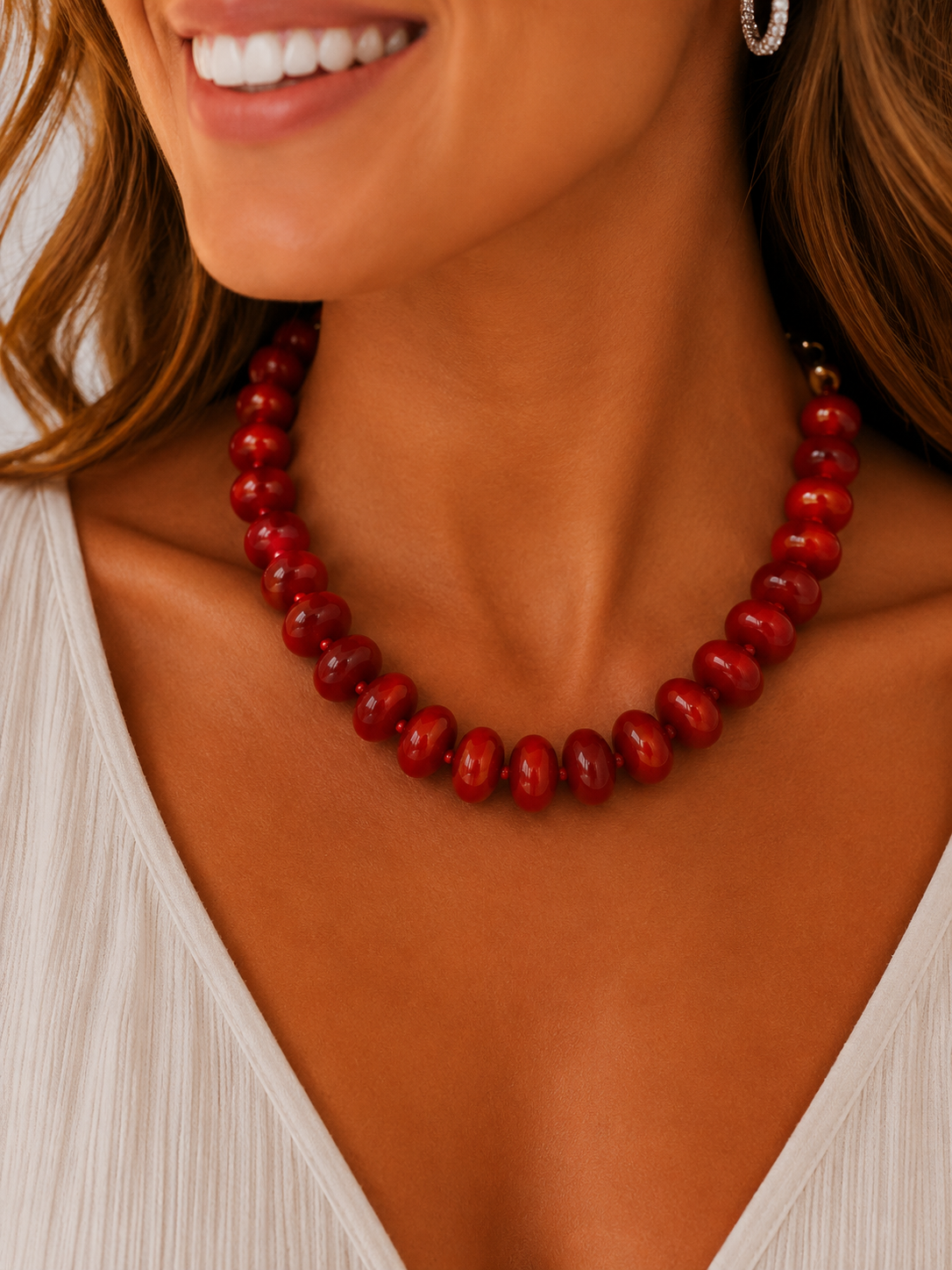 Bailey Red Beaded Necklace