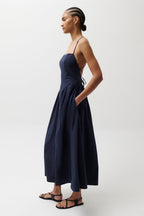 Sadee Open Back Dress-Navy Ship