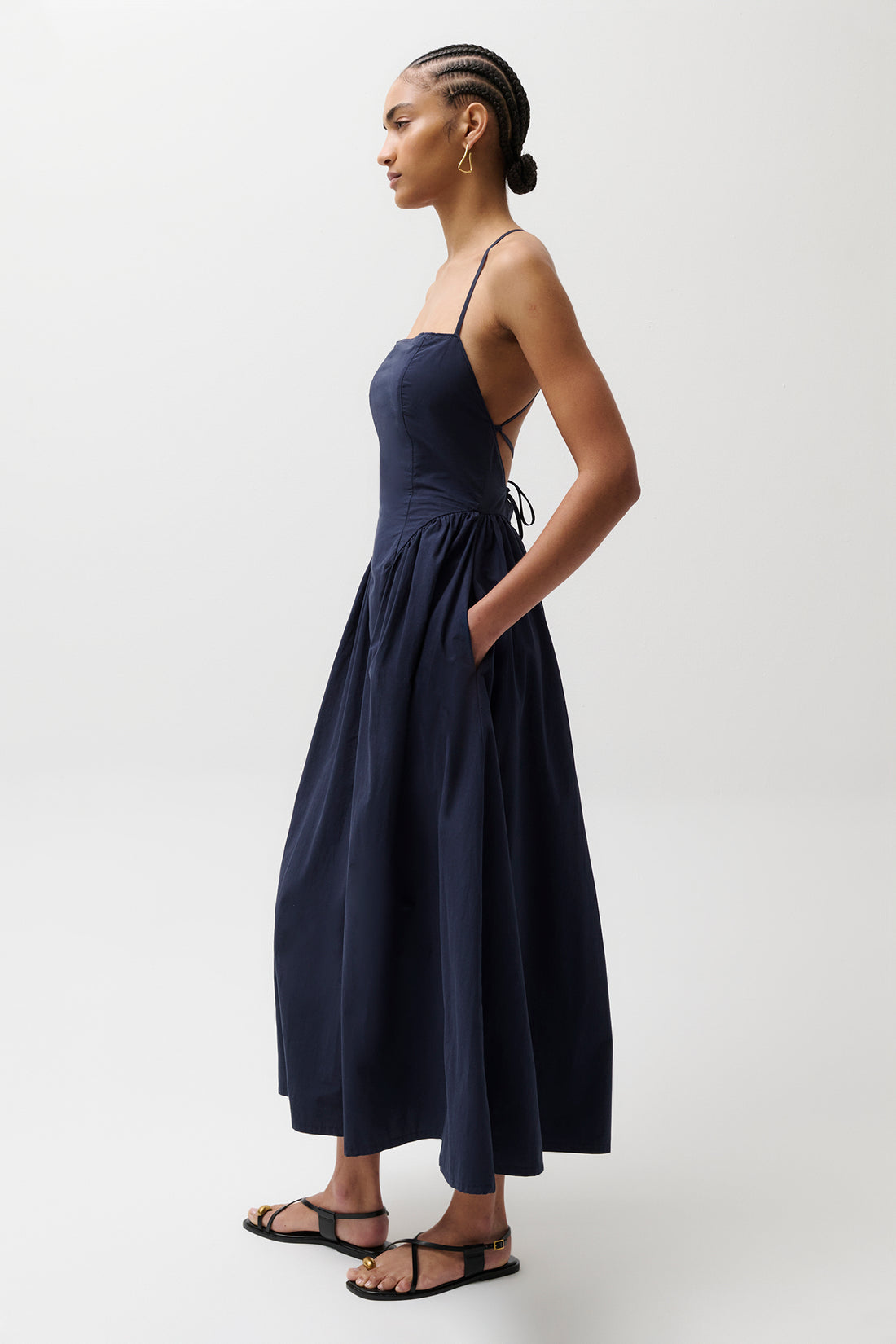 Sadee Open Back Dress-Navy Ship