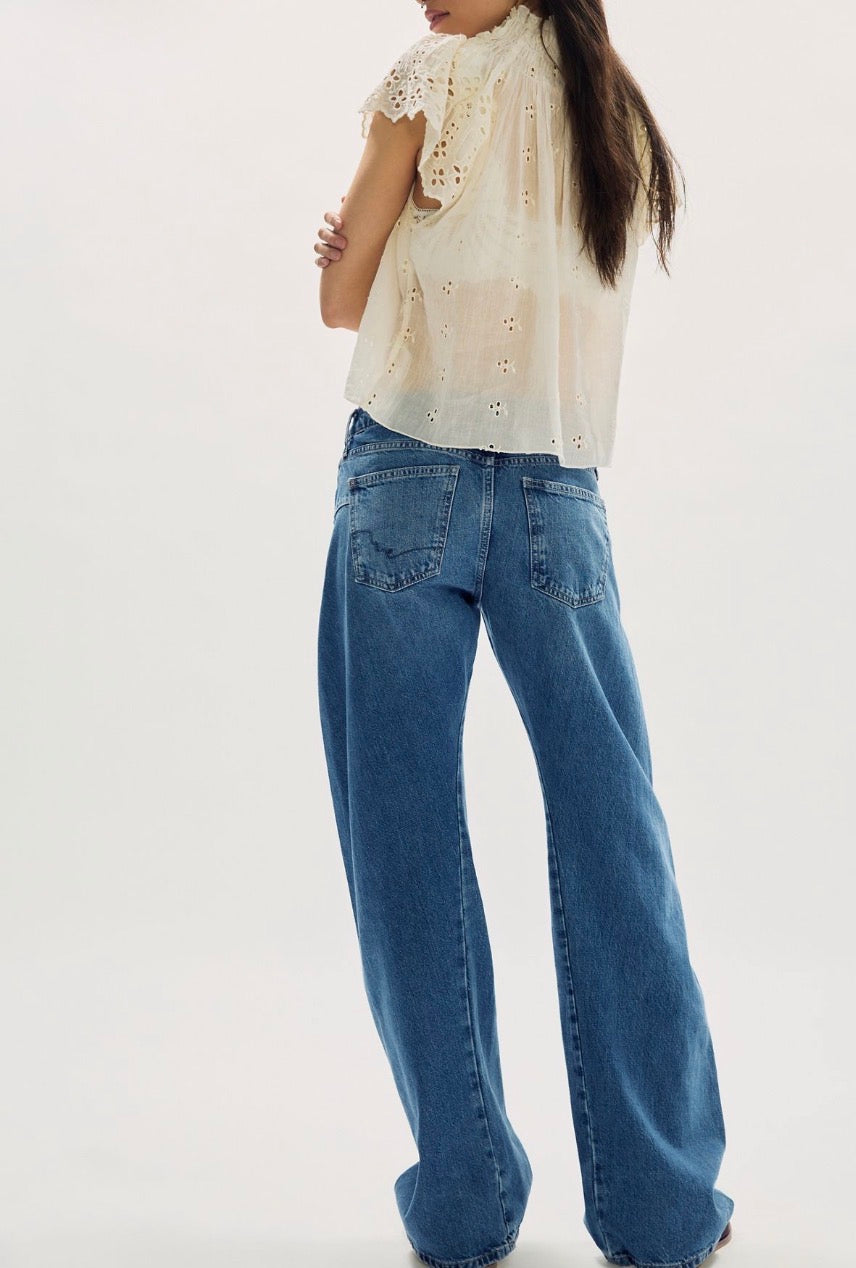We The Free Fable Low-Rise Twisted Bowed Jeans