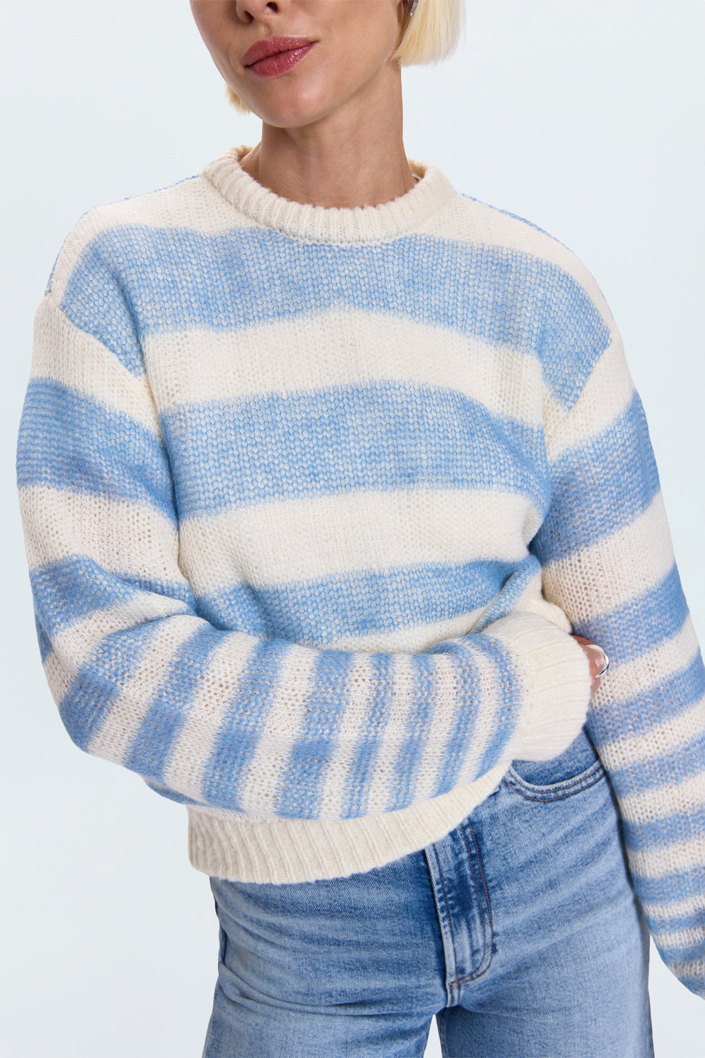 MOA Stripped Bubble Sweater- Blue Stripe