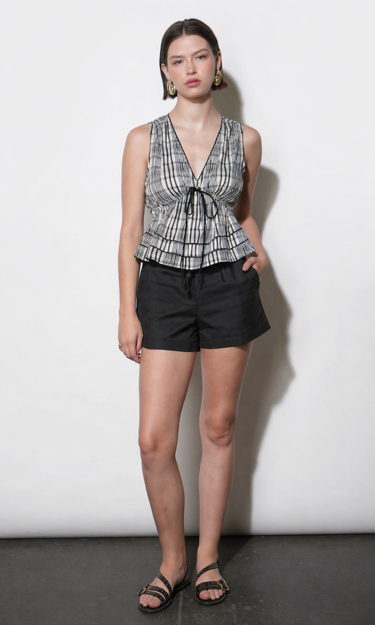 Evelyn Sleeveless Neck Drawstring Top