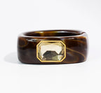 Marbled Resin Emerald-Cut Crystal Statement Bangle